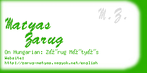 matyas zarug business card